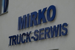 Napis #D z PCV 19 mm malowany natryskowo lakierem samochodowym. Firma Transportowa MIRKO w Bolesławcu
